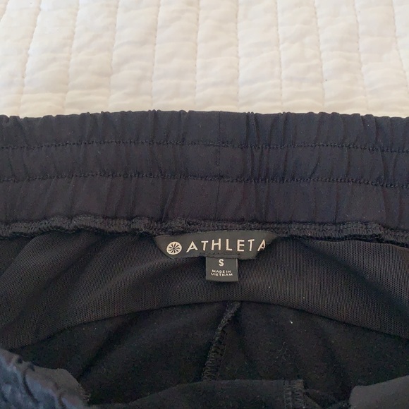 ATHLETA black jogger pants elastic drawstring waist zippered pockets size small - Picture 4 of 9
